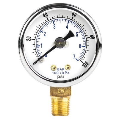 1/8 NPT Air Compressor Hydraulic Pressure Gauge 0-100 PSI Side Mount 1.5'' Face