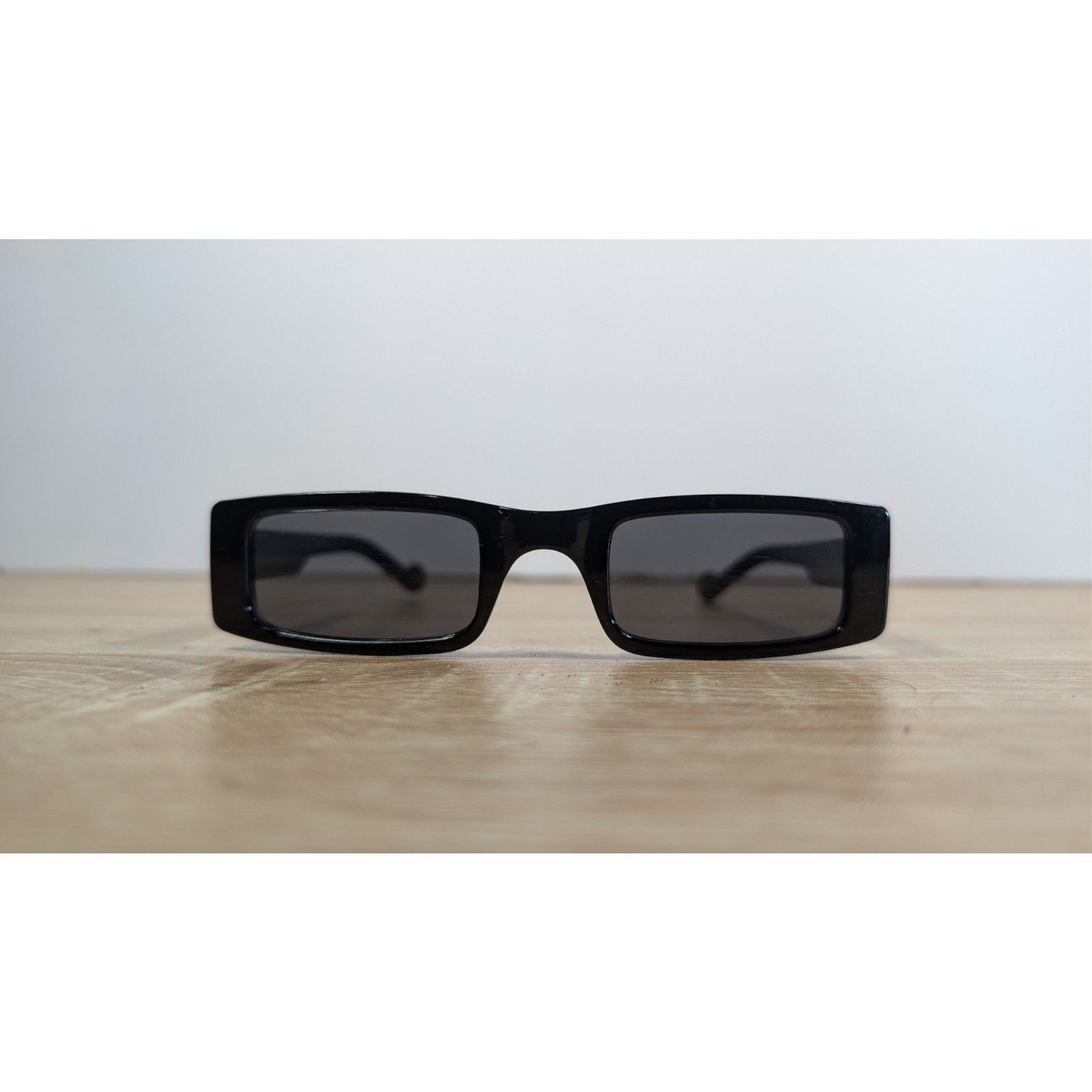 Black Rectangular Y2K Sunglasses Slim Narrow 90s … - image 1