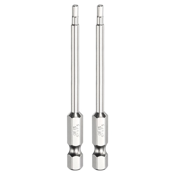 "2Stk H2.5 Sechskant-Bit 2.5Mm Flach 1/4\" Schaft 75Mm Magnet Chrom Kraftantrieb"-image
