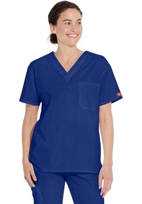 Dickies EDS Signature Unisex V-Neck Scrub Top 83706 Galaxy Blue NWT Size 3XL