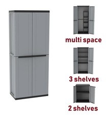 Tall Plastic Cupboard Storage Outdoor Garden Cabinet 1 Internal and 4 Shelves