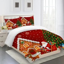 3pcs Christmas Bedding Santa Claus Gingerbread Full Size