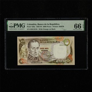 1993 94 Colombia Banco de la Republica 2000 Pesos Pick#439a PMG 66 EPQ Gem UNC