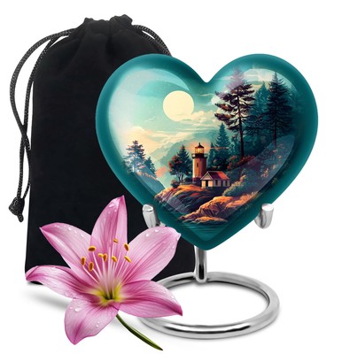 Lighthouse Cremation Heart Urns 6Inch for Ashes Funeral & Burial Urn for