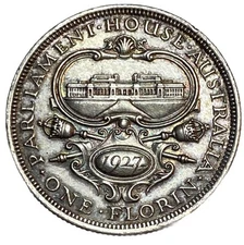 1927 AUSTRALIA ONE FLORIN 2 SHILLINGS 92.5% SILVER PRE-DECIMAL COIN | *HIGGS (2)