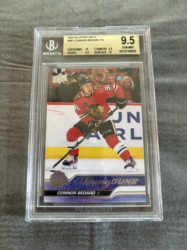 23-24 Upper Deck Connor Bedard Young Guns Rookie Card BGS 9.5 True Gem Double 10