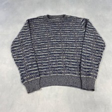 Vintage Knitted Jumper Abstract Patterned Grandad Knit Sweater Men's M