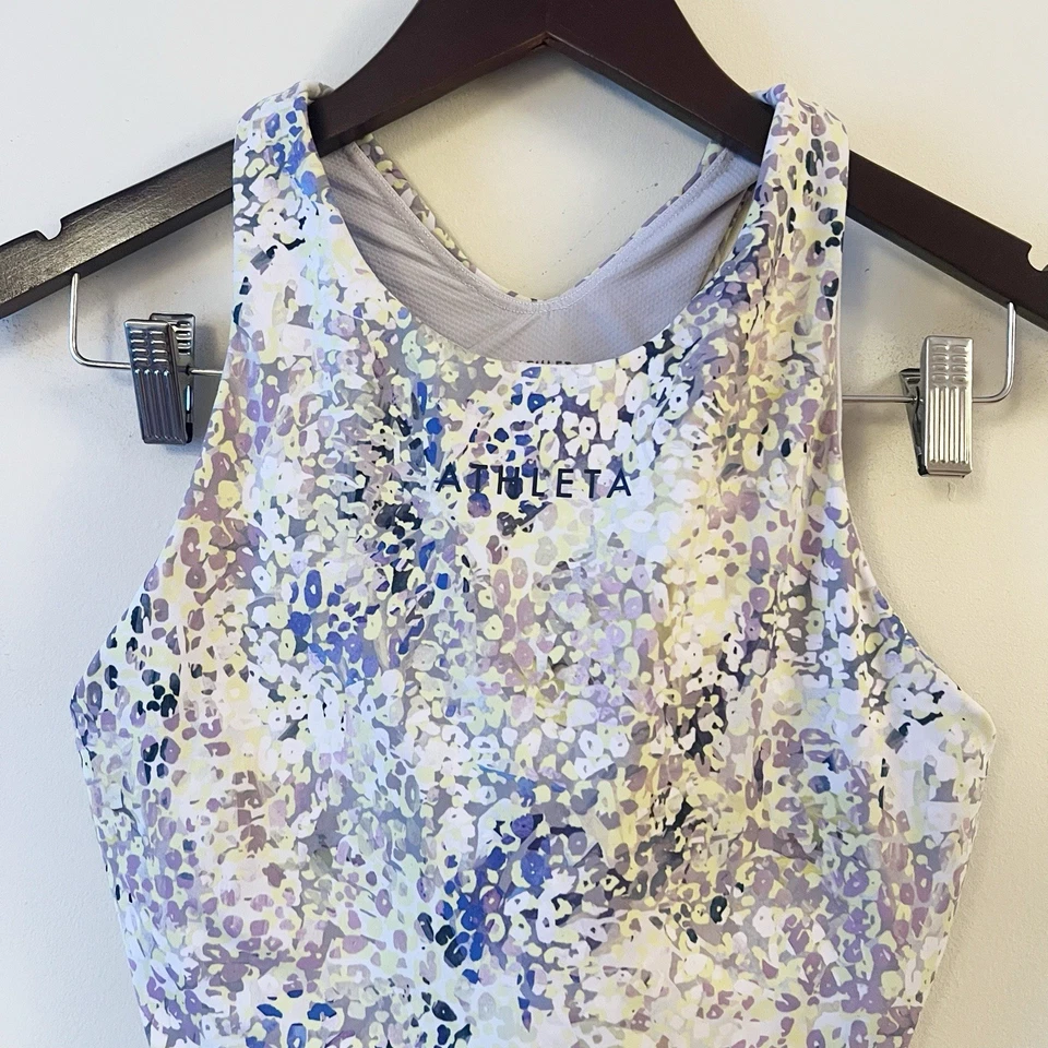 Athleta Cropped Top Womens Size M Built In Bra Padded Activewear Blue/Purple - Imagem 2 de 4