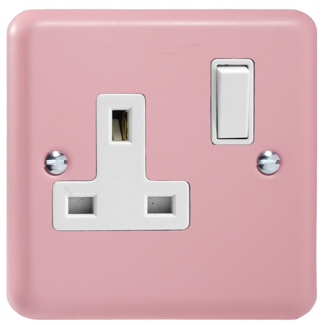 Varilight Lily Rose Pink 13A Single Plug Socket 1 Gang Electrical Wall Outlet