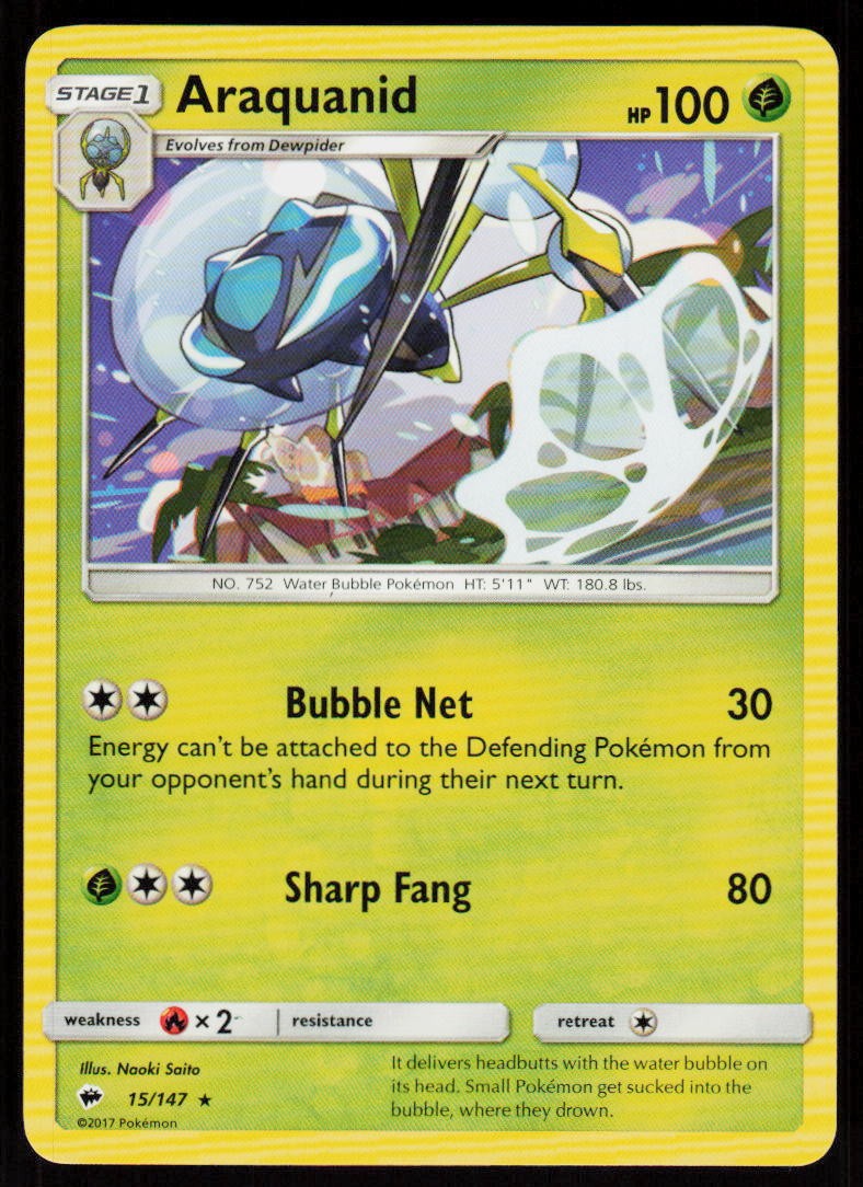 Araquanid 15/147 Rare Burning Shadows Pokemon Near Mint