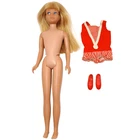 Vtg Barbie Skipper Doll Blonde Straight Leg #5 in Original Swimsuit & Shoes VGC
