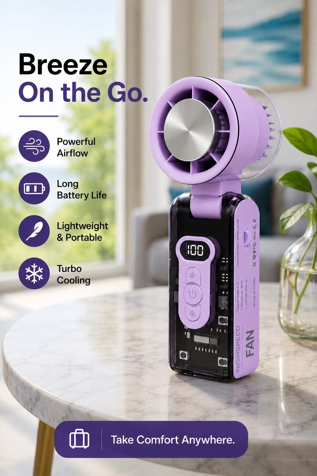 Mini Hand-Held Fan Portable Desk Fan Cooler Cooling USB Rechargeable -2026 UK - Picture 1 of 8
