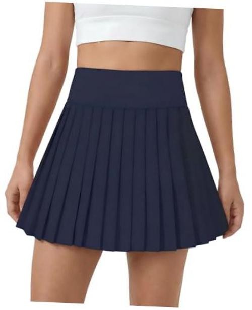 Girls Tennis Skirts with Pockets Liner: High Waisted 7-8 Years Navy Blue