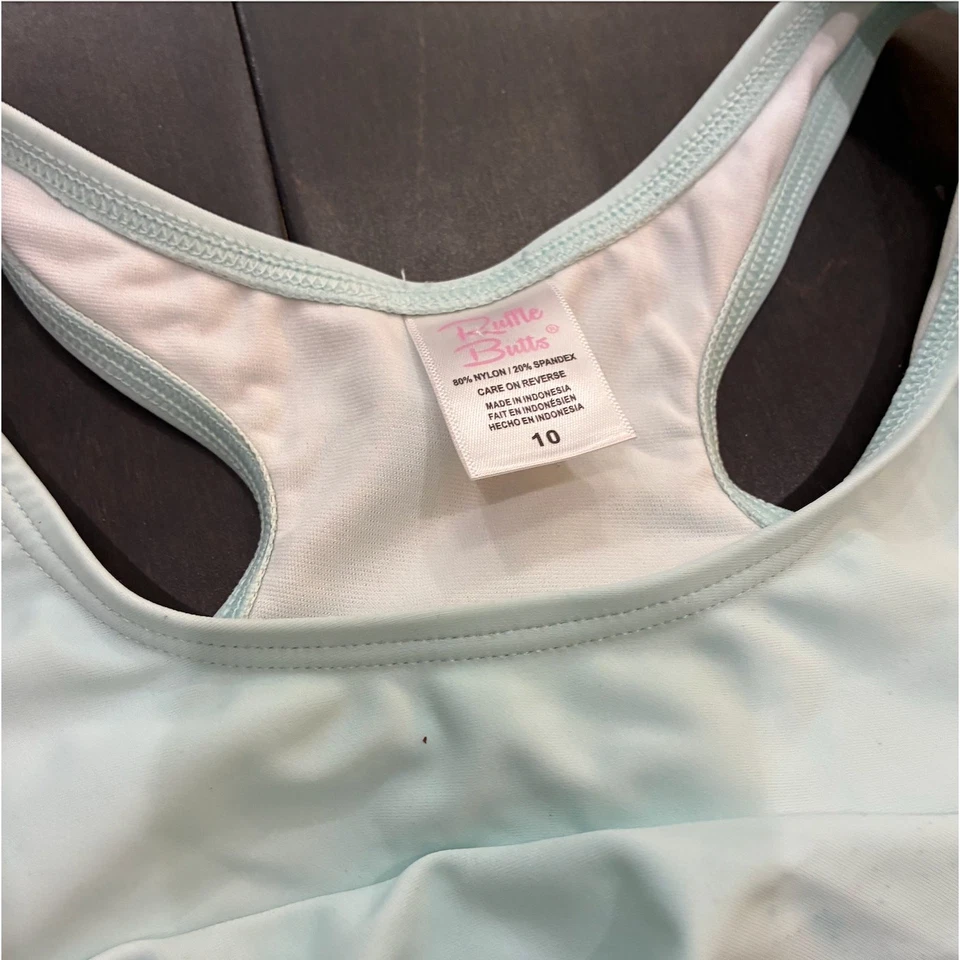 Babado Butts Meninas Duas Peças Natação Azul Selva Meninas Tamanho 10Y - Imagem 2 de 4