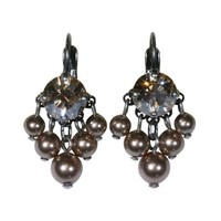 Konplott Ohrringe Eurowire OhrhäNger Pearl Shadow HäNgend Beige Kristall Goldene