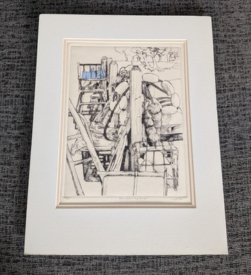 SIGNED 2/10 Blue Jars Gig Harbor Washington Intaglio Print Carol Ann Ketchledge