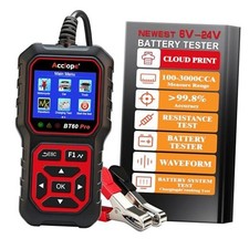 BT60 PRO Car Battery Tester 6V/12V/24V, 2 120Ah, 100 3000 CCA, Black-Red