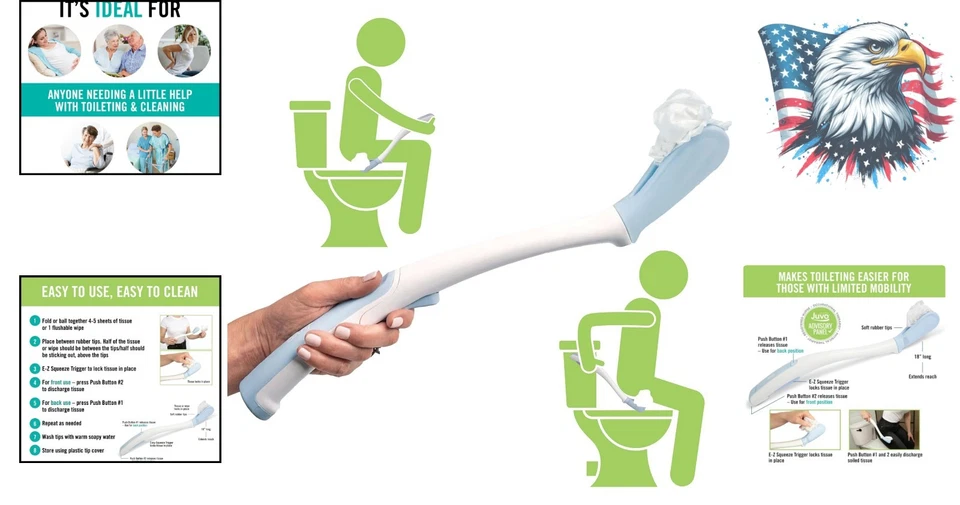 Ayuda para la movilidad de baño de 18 pulgadas - Varita fácil de limpiar para personas mayores y recuperación quirúrgica Foto 2 de 4