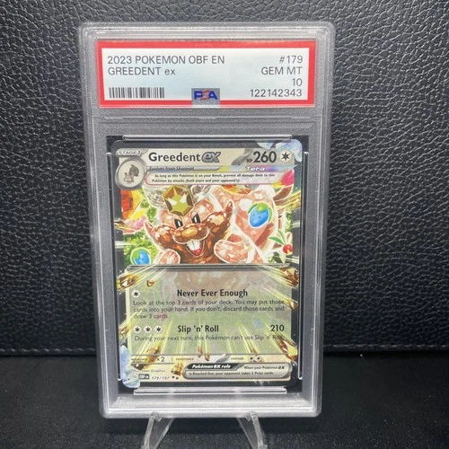 Pokemon TCG Sv03: Obsidian Flames Greedent EX Double Rare Card #179/197 PSA 10