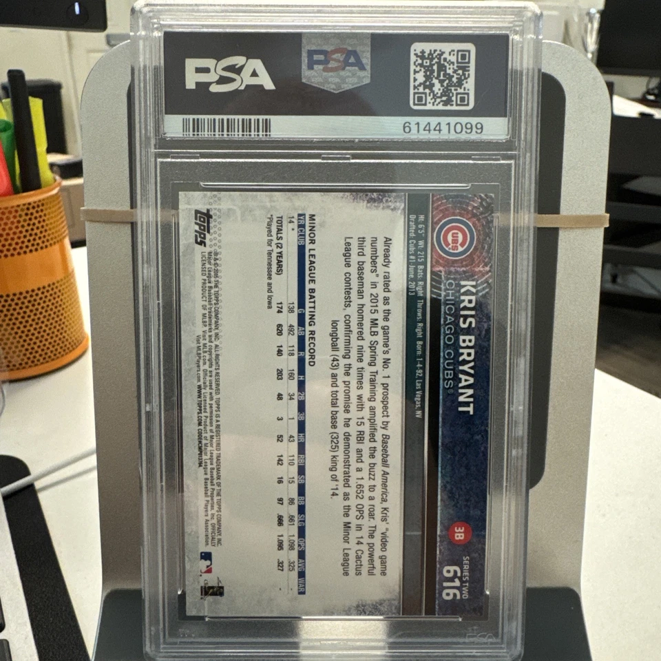 Kris Bryant Chicago Cubs 2015 Topps Close-Up #616 RC Rookie Card PSA 10 GEM MINT - Image 2 of 2