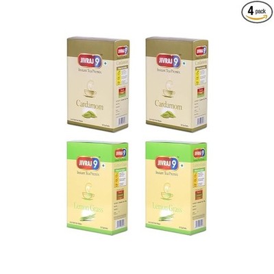 Jivraj 9 Instant Tea Combo | Lemongrass & Cardamom | 4 Packs | 10 Sachets Each