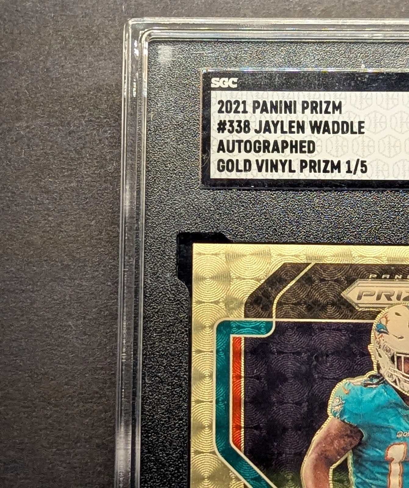 JAYLEN WADDLE Rookie Auto 2021 Prizm Gold Vinyl Superfractor RC SSP /5 view 2
