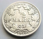 (294) RARE GERMANY EMPIRE 1/2 MARK SILVER COIN 1919 A  -  0.900 SILVER
