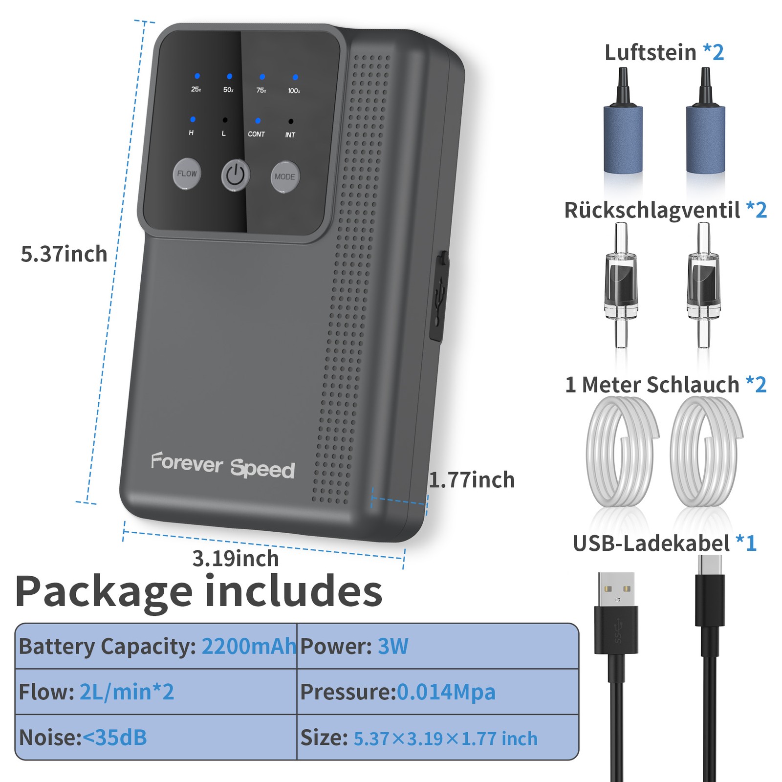 Pompa ad aria per acquario API con batteria 2200 mAh foto 6