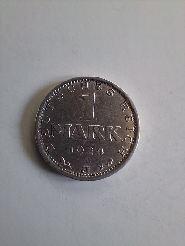 1924-J Germany 1 Mark Silver! 