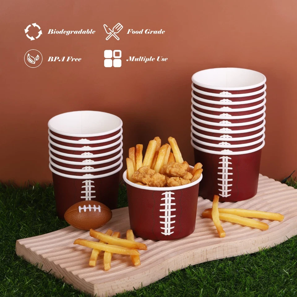 50 Pieces Football Snack Bowl 8oz Ice Cream Bowls for Snacks and Favors Footb... - Image 4 of 4