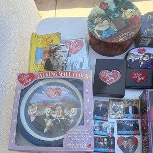 I Love Lucy TV Show Promotional Memorabilia Lot w/ Talking Wall Clock & Dolls