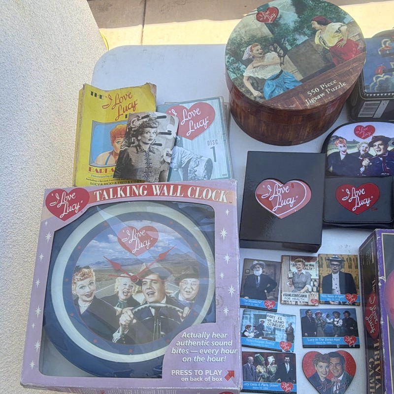 I Love Lucy TV Show Promotional Memorabilia Lot w/ Talking Wall Clock & Dolls