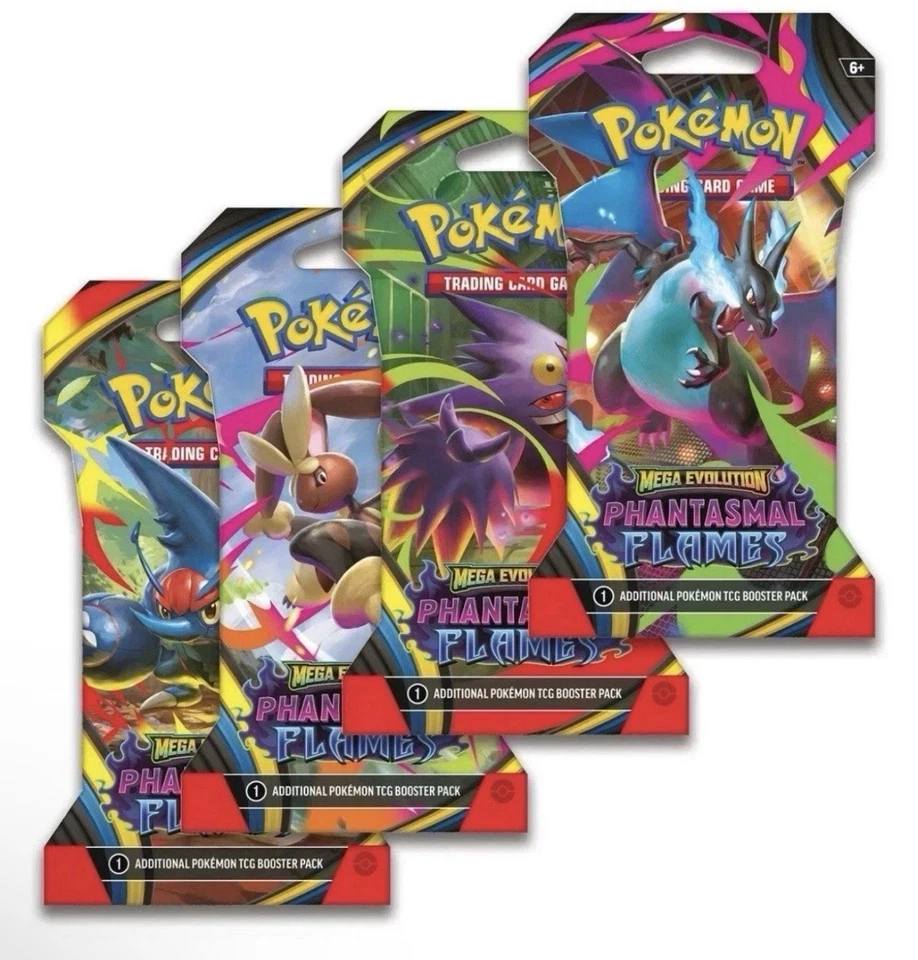 New 2025 Pokemon Mega Evolution Phantasmal Flames Sleeved Booster Pack Lot Of 16 - Image 3 of 3