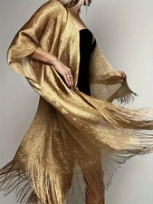 Shiny Lace Tassel Scarf Women Gold Silver Evening Shawl Dress Wrap Scarves