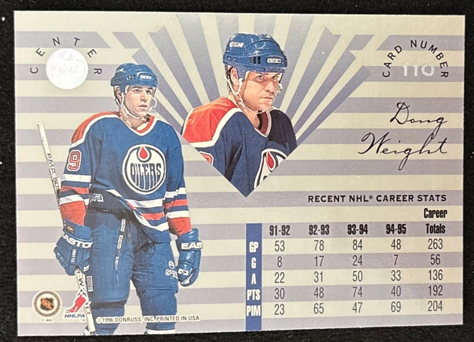Doug Weight - 1995-96 Donruss Leaf Limited #110  Edmonton Oilers       H418 - Image 2 of 2