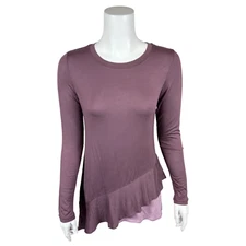 LOGO by Lori Goldstein Women's Knit Top with Tiered Asymmetric Hem XX-Small Size