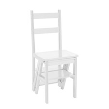 Library 4 Steps Ladder Chair Convertible Wooden Kitchen Stair Step Chair Seat