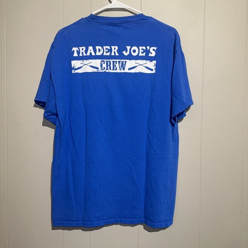 T-Shirt Trader Joe's SS mit Crew vorne königsblau Größe Large 42x29 EUC C3 - Bild 2 von 8