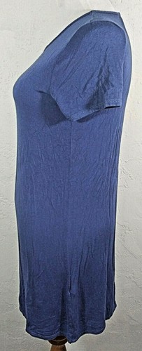 Vestido Camisa Pinc Para Mujer Pequeño Azul Cuello Redondo Manga Corta Informal Cubrir - Imagen 4 de 6