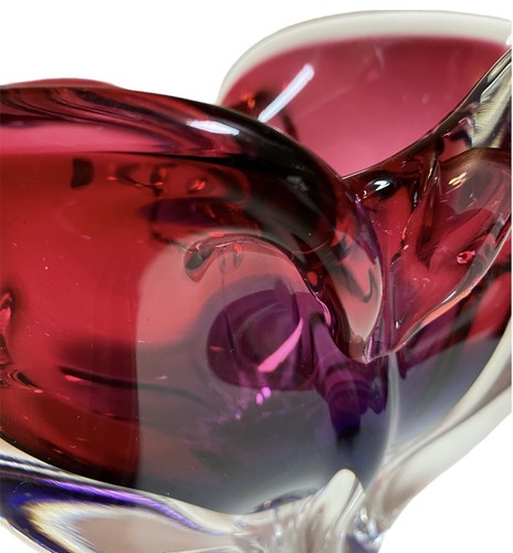 Murano Vase 6,5" Flavio Poli Seguso rosa lila Sommerso Kunstglas Walschwanz - Bild 10 von 12