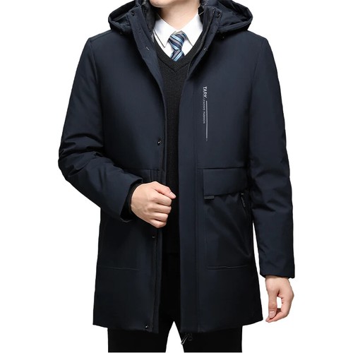 Winter Long Warm Jacket Men Parkas Cotton Hooded Mid Length Parka - 第 4/27 張圖片