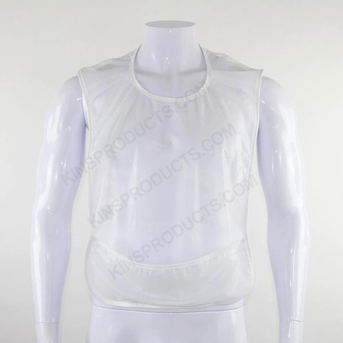 KINS White Neck Tie Adult Bib 6 Mil with Crumb Pocket 12400VW