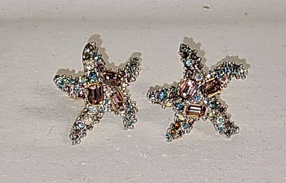 Swarovski Vintage Seestern  Ohrclips Clips Stern hochw.Vergoldeter  Ohrschmuck. - Bild 4 von 4