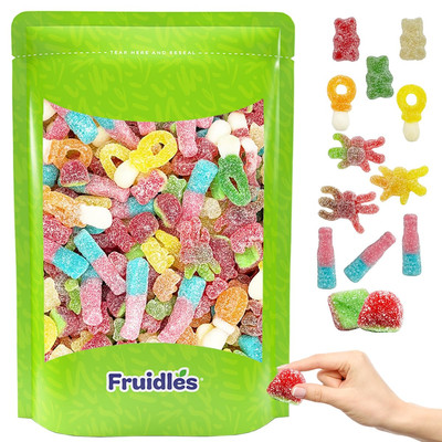 Assorted Sour Gummi Mix Candy, Delicious Sugar (Coated) Fruit Flavors Gummies (H