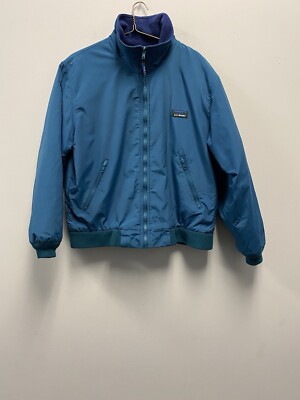 L.L Bean Warm-Up Jacket, Fleece Lined Large Teal Blue