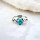 Natural Blue Copper Turquoise Gemstone 925 Sterling Silver Jewelry Handmade Ring