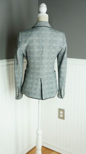 Zara Woman Blazer M One Button Gray Black Trim Long Sleeve Pockets - Picture 3 of 6
