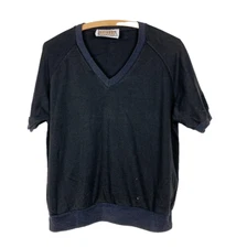 Vintage Gitano Black Grunge V-Neck Tee T-Shirt Womens Large XL