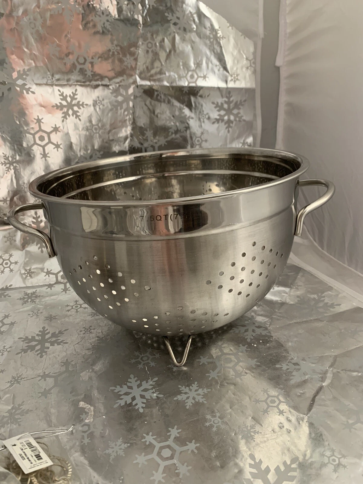 ❤️Stainless Steel Colander Strainer 7.5 QT, 7.1 L Deep Kitchen Pasta Food Bowl