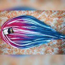 50 Cyber Ended Braids White-Blue-Fuchsia